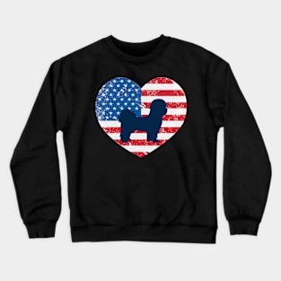 American Flag Heart Love Shih Tzu Usa Patriotic 4Th Of July Crewneck Sweatshirt